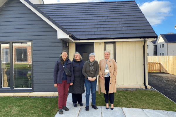 Albyn Housing - (l-r) Ariane Burgess MSP; Maureen Knight, Deputy CEO and Executive Director of Operations at Albyn; tenant at Torbreck development, and Kirsty Morrison, Group CEO at Albyn.