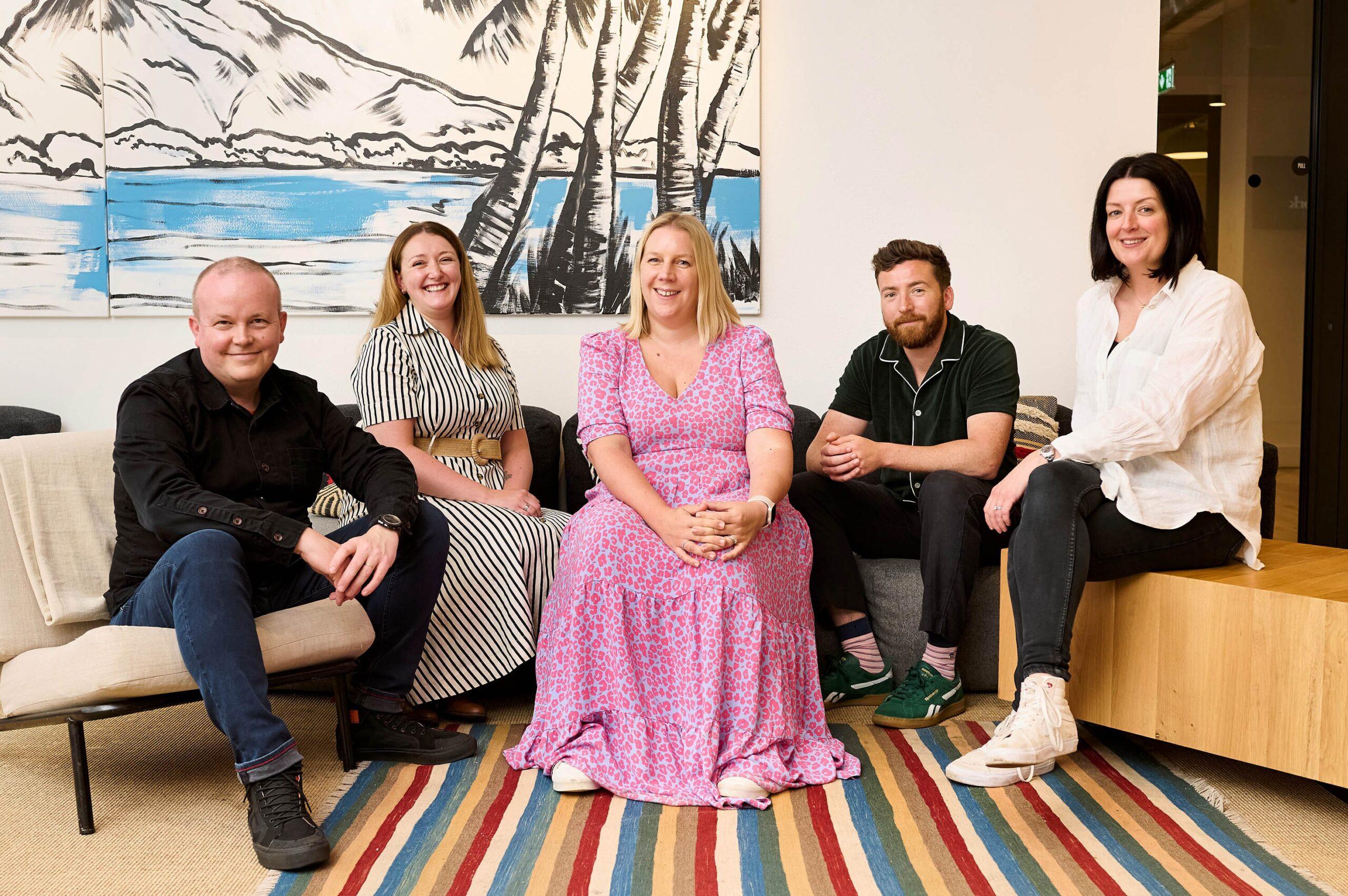 Iain Valentine Appointed as Non-Executive Chair of Muckle Media (l-r) Iain Valentine, Linsay Brown, Nathalie Agnew, Chris Batchelor, Jacquelyn Whyte (all Muckle Media)