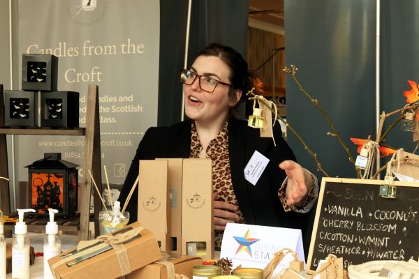 Sandie Gordon, founder of Candles from the Croft at Highland Spotlight 2023 as part of the Rising Stars Zone