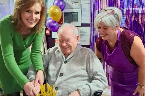 Parklands’ operations director Elaine Taylor, resident Donald Macaskill and Urray House manager Debbie Young.