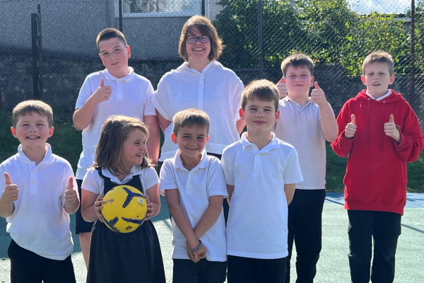 Parklands Care Homes Pathways Fund - Cat Robertson of Craigellachie Primary School Parent Partnership with some of the school’s pupils.