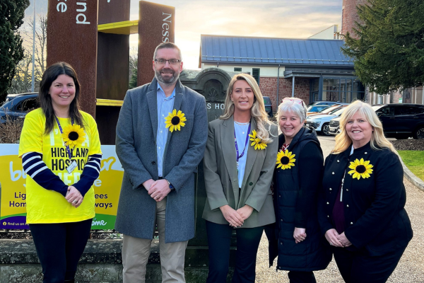 Parklands announces new partnerships with Mikeysline and Highland Hospice. Highland Hospice picture (left to right): Amanda Forbes (Highland Hospice), Donald Morrison (Parklands), Karen Duff (Highland Hospice), Debbie Young and Fiona Stoddart (Parklands).