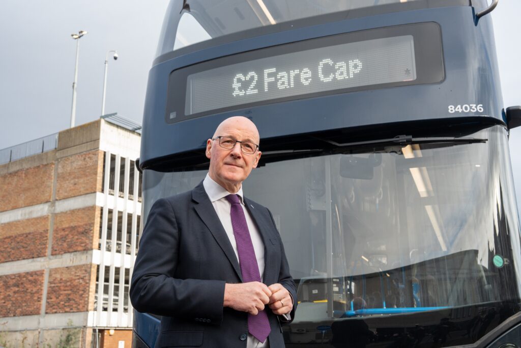 First Minister John Swinney at Inverness Bus Station to launch the Fare Cap Pilot